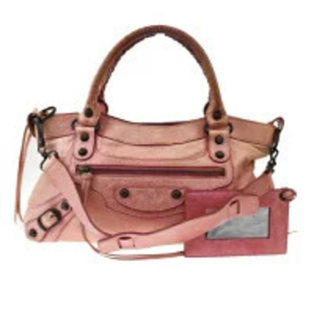 Balenciaga The First Handbag Shoulder Bag Pink Leather Hand Mirror